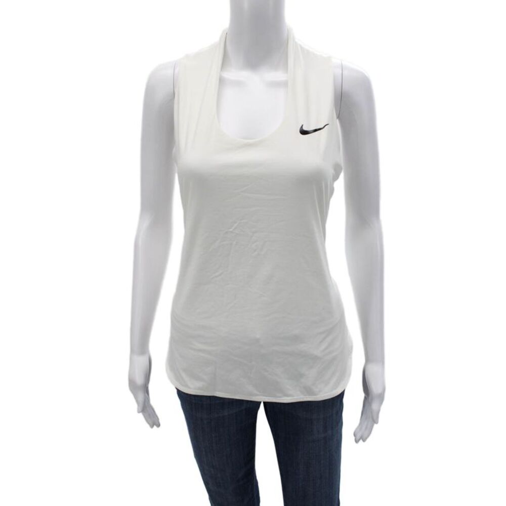 Nike Womens Halter Tank Top Sleeveless White Polyester Size L